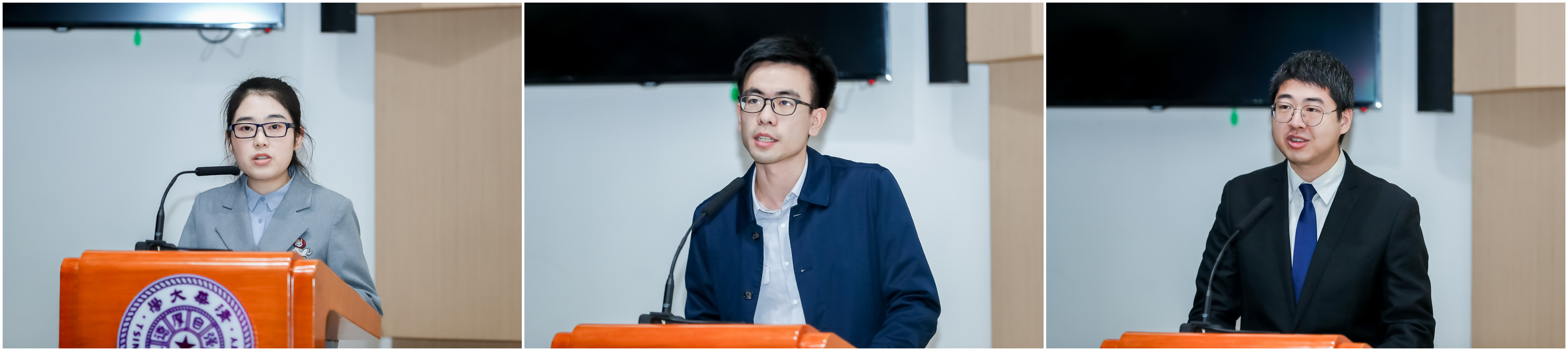 20211215-厦门新鹭英才奖学金颁授仪式暨市校人才工作交流会顺利召开-研工部-图3奖学生代表发言（从左到右依次是电子系博士生张珊、金融学院硕士生潘利君、能动系博士生汪朝晖）jpg
